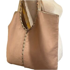 Bon Bonite Blush Pink Leather Hobo Shoulder Bag‎ Metal Beads Dark Cottage Grunge